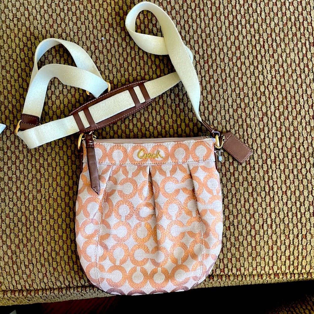 Coach x body bag, blush pink with metallic Rose Gold C’s